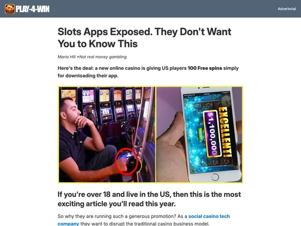 Dynamic App Download Advertorial advertorial example preview