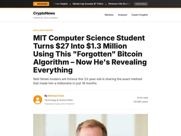 Crypto News Advertorial advertorial example preview
