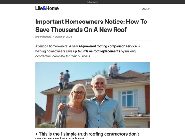 Roofing Comparison Advertorial advertorial example preview