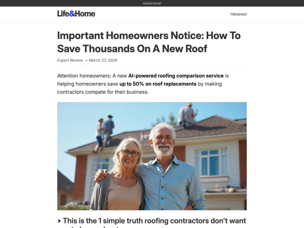 Roofing Lead Generation Advertorial advertorial example preview